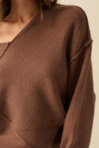 A Cute Angle Asymmetrical Exposed-Seam Sweater - ShopPromesa