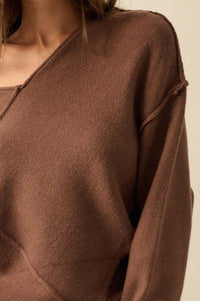 A Cute Angle Asymmetrical Exposed-Seam Sweater - ShopPromesa