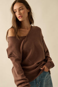 A Cute Angle Asymmetrical Exposed-Seam Sweater - ShopPromesa