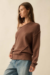 A Cute Angle Asymmetrical Exposed-Seam Sweater - ShopPromesa