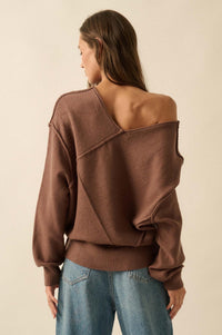 A Cute Angle Asymmetrical Exposed-Seam Sweater - ShopPromesa