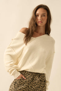 A Cute Angle Asymmetrical Exposed-Seam Sweater - ShopPromesa
