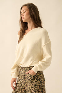 A Cute Angle Asymmetrical Exposed-Seam Sweater - ShopPromesa