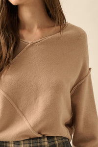 A Cute Angle Asymmetrical Exposed-Seam Sweater - ShopPromesa