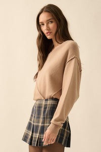A Cute Angle Asymmetrical Exposed-Seam Sweater - ShopPromesa