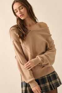 A Cute Angle Asymmetrical Exposed-Seam Sweater - ShopPromesa