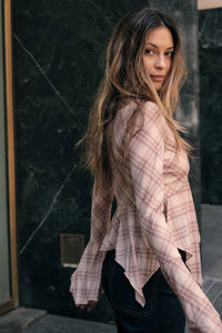 Check You Out Plaid Bell-Sleeve Handkerchief Top - ShopPromesa