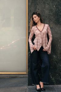 Check You Out Plaid Bell-Sleeve Handkerchief Top - ShopPromesa