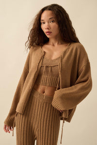 Promise the Label Textured Knit Cardigan and Tank - ShopPromesa