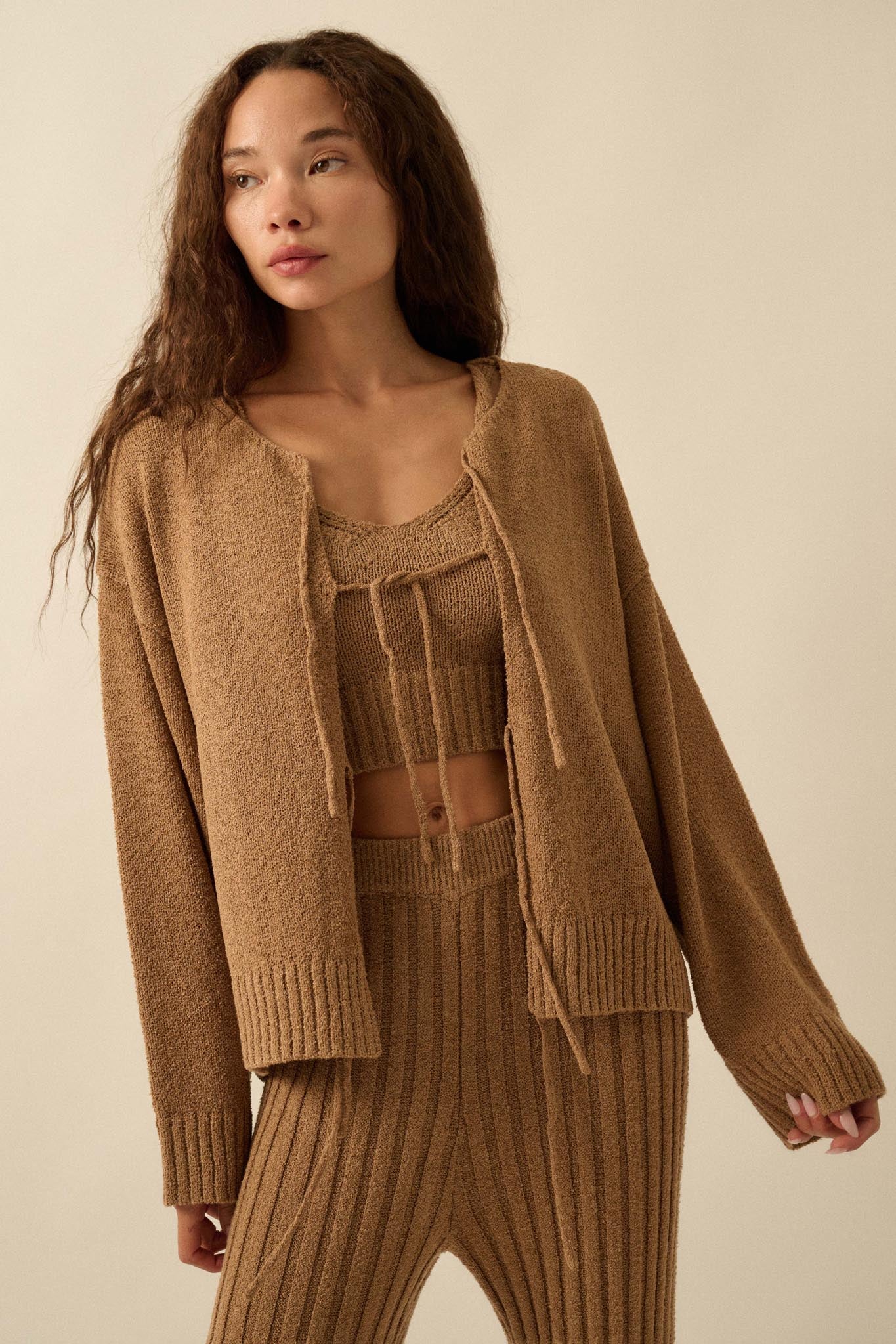 Promise the Label Textured Knit Cardigan and Tank - ShopPromesa