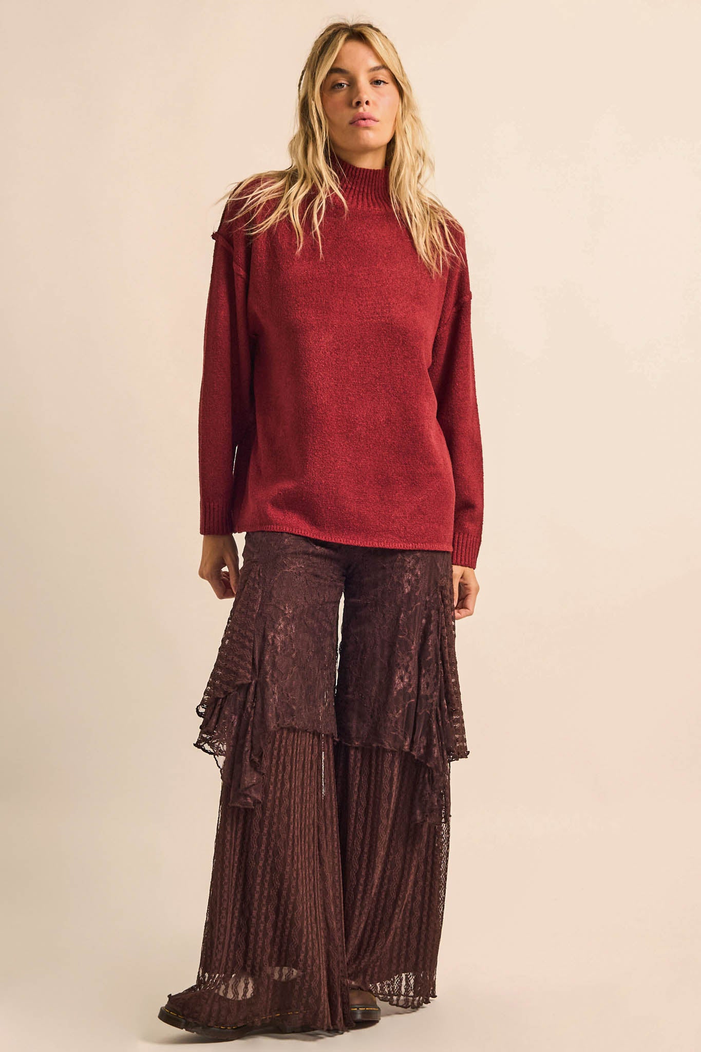 Promise the Label Textured Mock-Neck Sweater - ShopPromesa