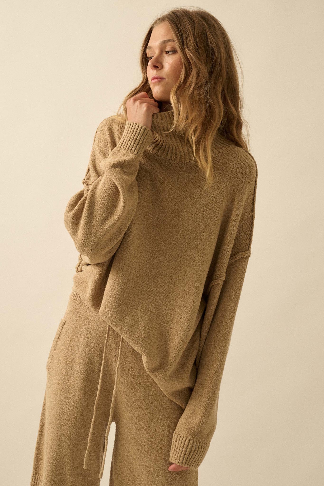Promise the Label Textured Mock-Neck Sweater - ShopPromesa