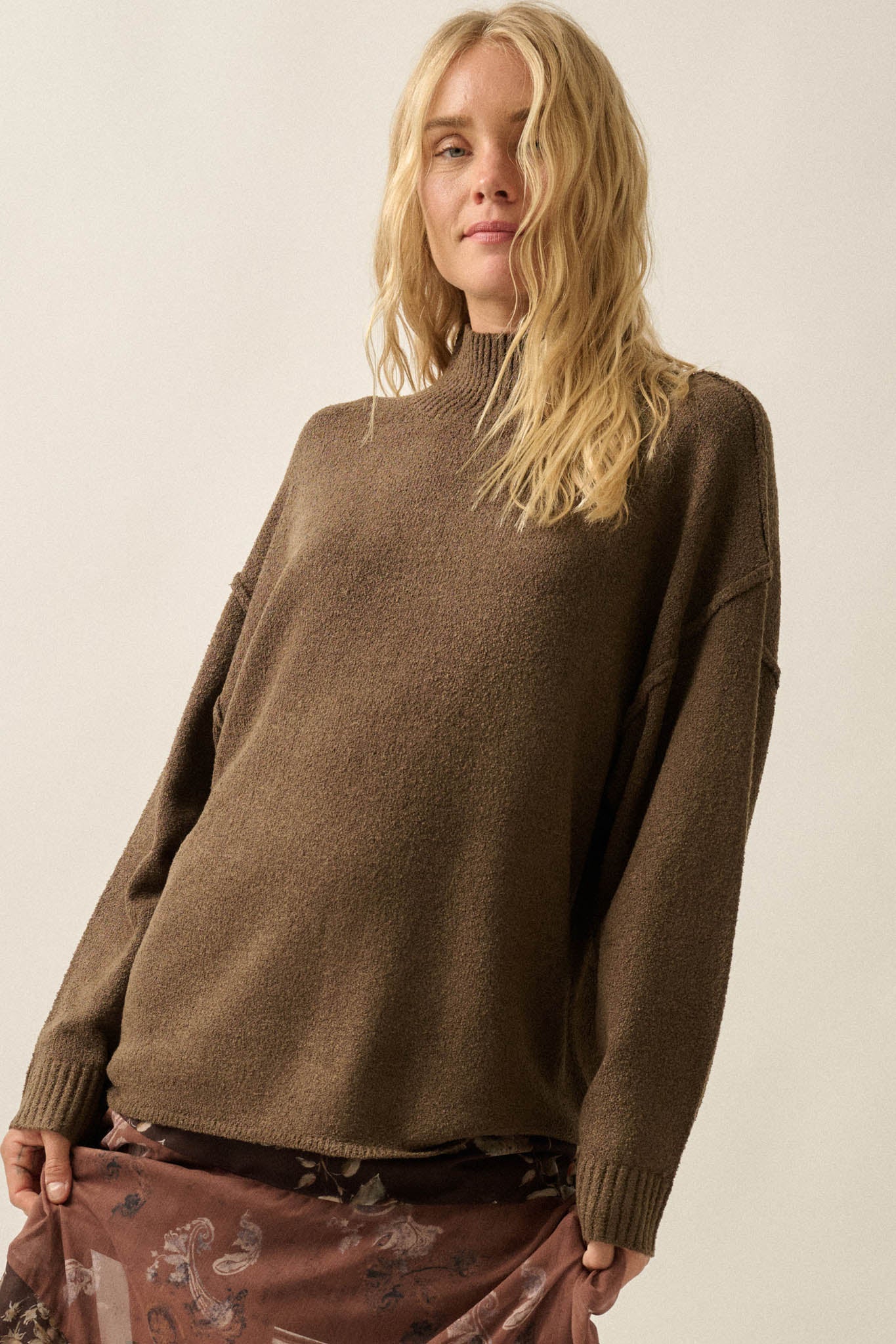 Promise the Label Textured Mock-Neck Sweater - ShopPromesa
