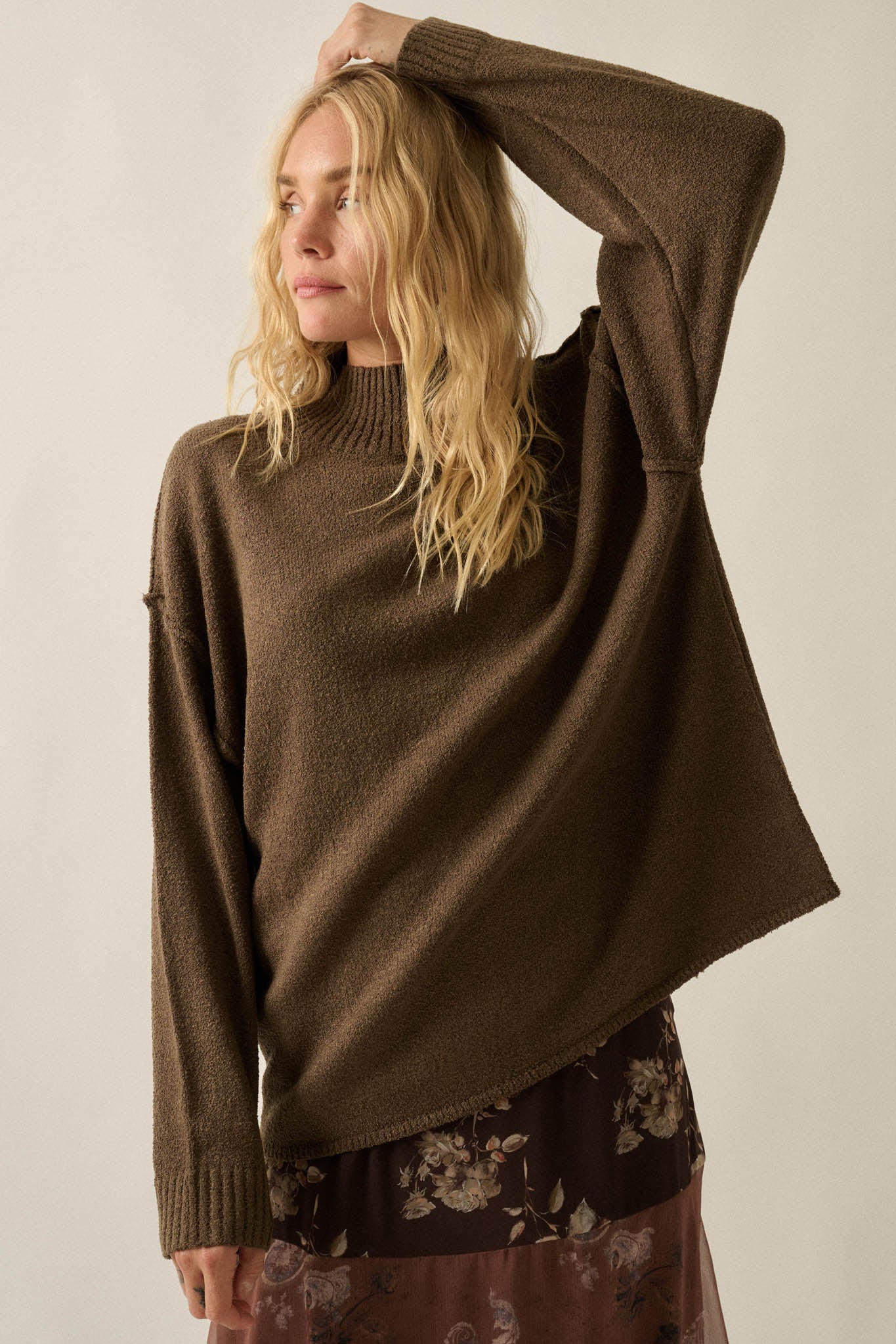 Promise the Label Textured Mock-Neck Sweater - ShopPromesa