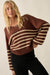 Promise the Label Striped Rib-Knit V-Neck Sweater - ShopPromesa