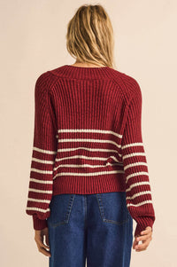 Promise the Label Striped Rib-Knit V-Neck Sweater - ShopPromesa