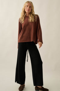 Promise the Label Textured Ribbed-Sleeve Sweater - ShopPromesa