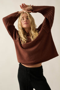 Promise the Label Textured Ribbed-Sleeve Sweater - ShopPromesa