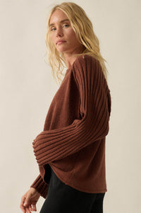 Promise the Label Textured Ribbed-Sleeve Sweater - ShopPromesa