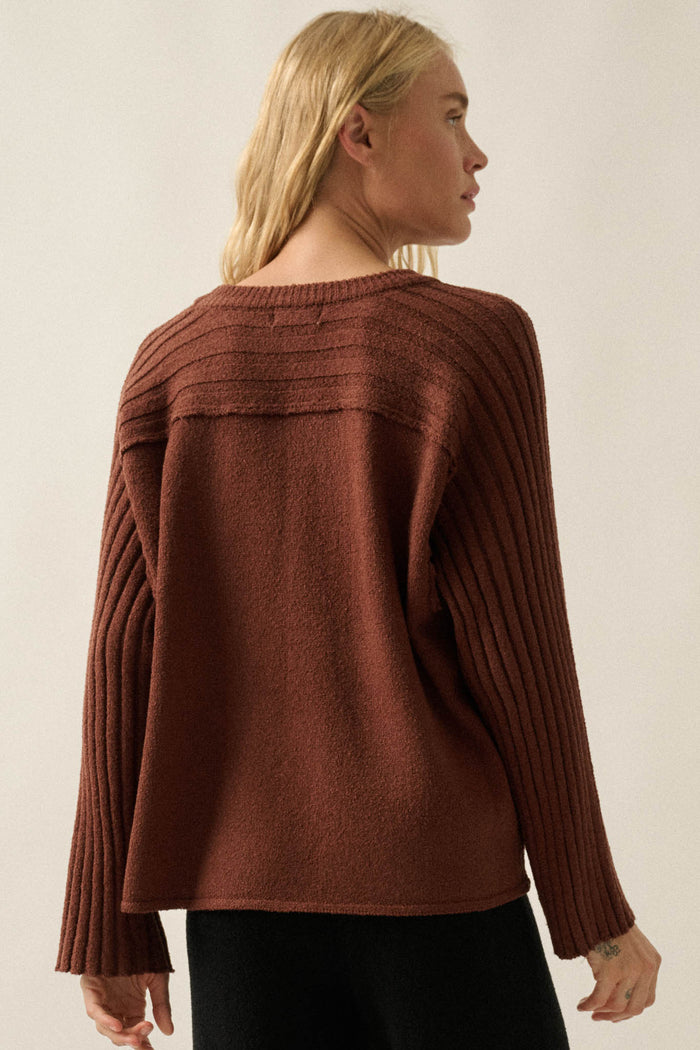 Promise the Label Textured Ribbed-Sleeve Sweater - ShopPromesa