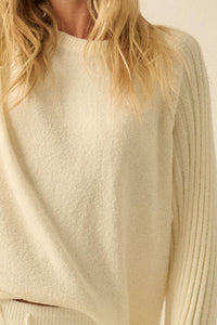 Promise the Label Textured Ribbed-Sleeve Sweater - ShopPromesa