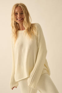 Promise the Label Textured Ribbed-Sleeve Sweater - ShopPromesa