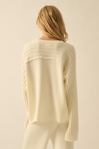 Promise the Label Textured Ribbed-Sleeve Sweater - ShopPromesa
