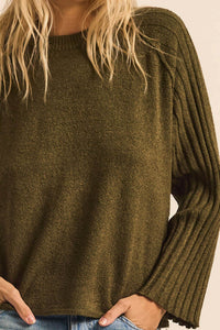 Promise the Label Textured Ribbed-Sleeve Sweater - ShopPromesa