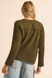 Promise the Label Textured Ribbed-Sleeve Sweater - ShopPromesa