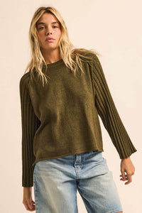 Promise the Label Textured Ribbed-Sleeve Sweater - ShopPromesa