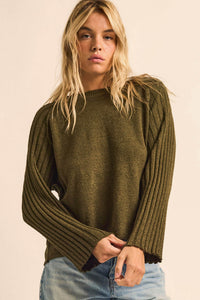 Promise the Label Textured Ribbed-Sleeve Sweater - ShopPromesa