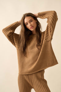 Promise the Label Textured Ribbed-Sleeve Sweater - ShopPromesa