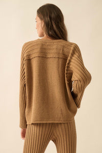 Promise the Label Textured Ribbed-Sleeve Sweater - ShopPromesa