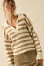 Promise the Label Striped Rib-Knit Collared Sweater - ShopPromesa