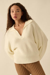 Promise the Label Rib-Knit Collared Sweater - ShopPromesa