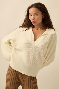 Promise the Label Rib-Knit Collared Sweater - ShopPromesa