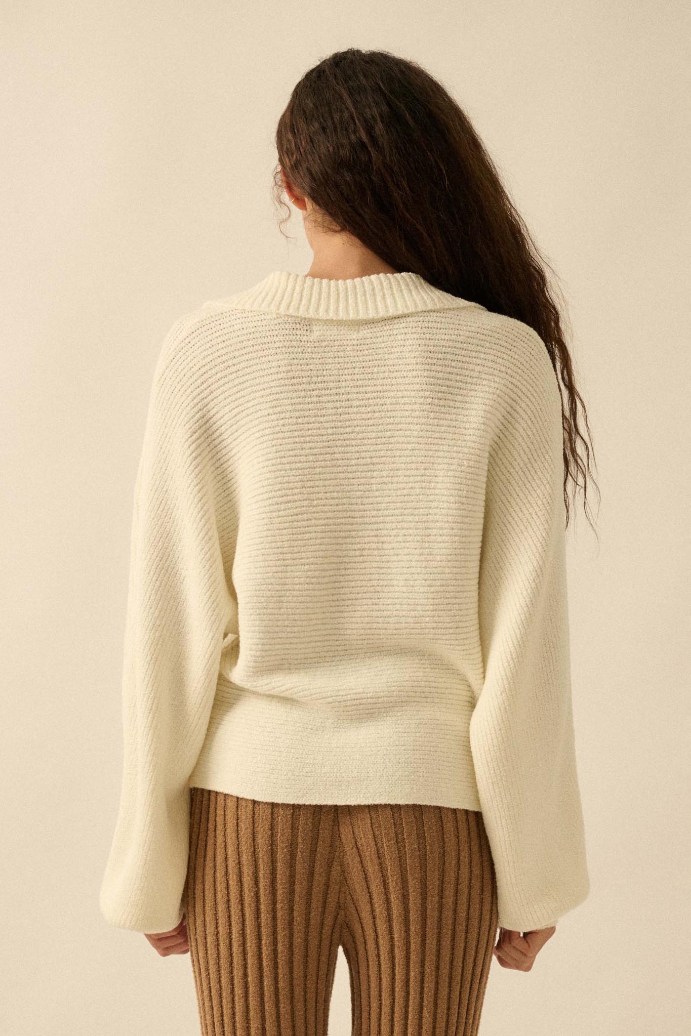 Promise the Label Rib-Knit Collared Sweater - ShopPromesa