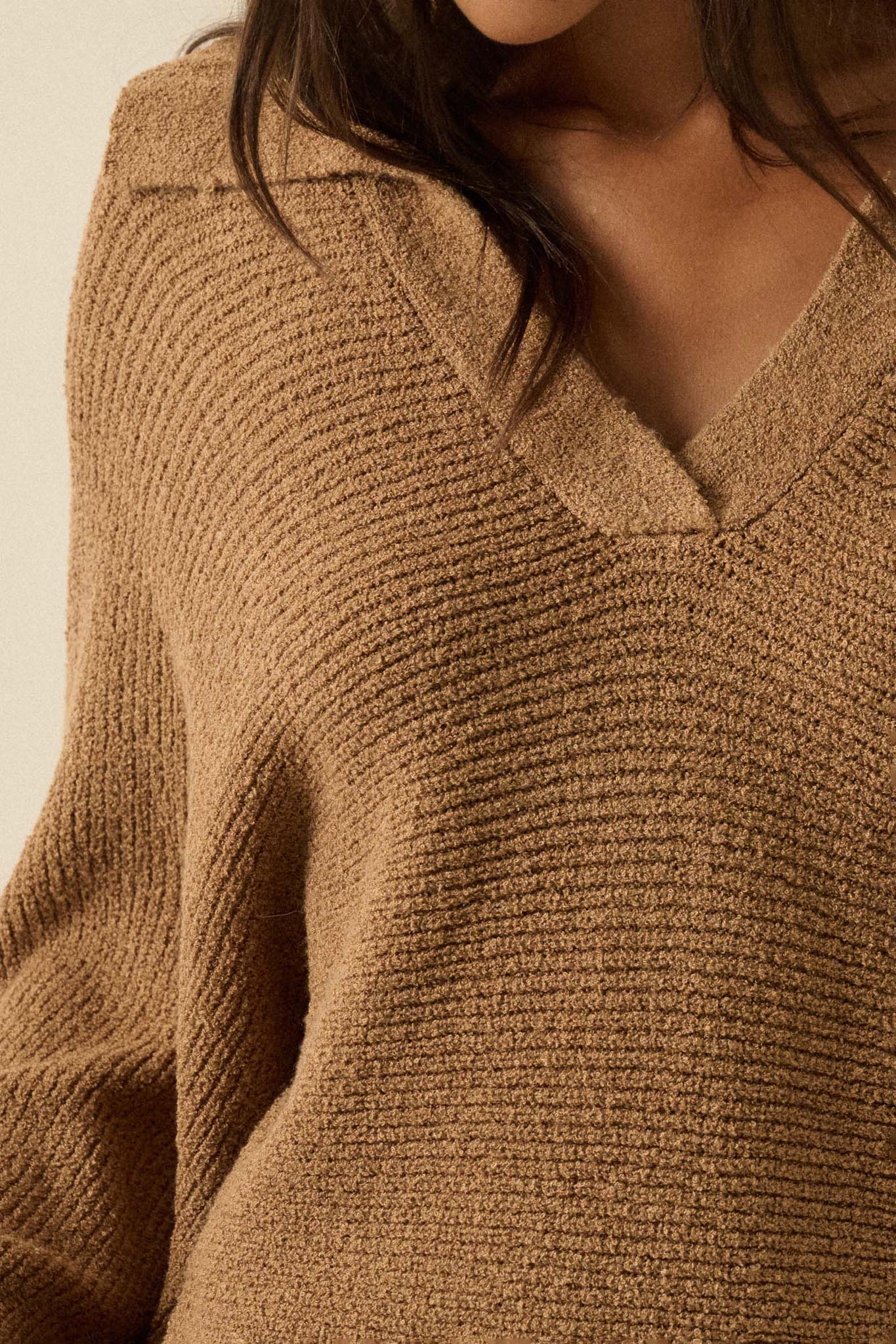 Promise the Label Rib-Knit Collared Sweater - ShopPromesa
