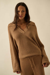 Promise the Label Rib-Knit Collared Sweater - ShopPromesa