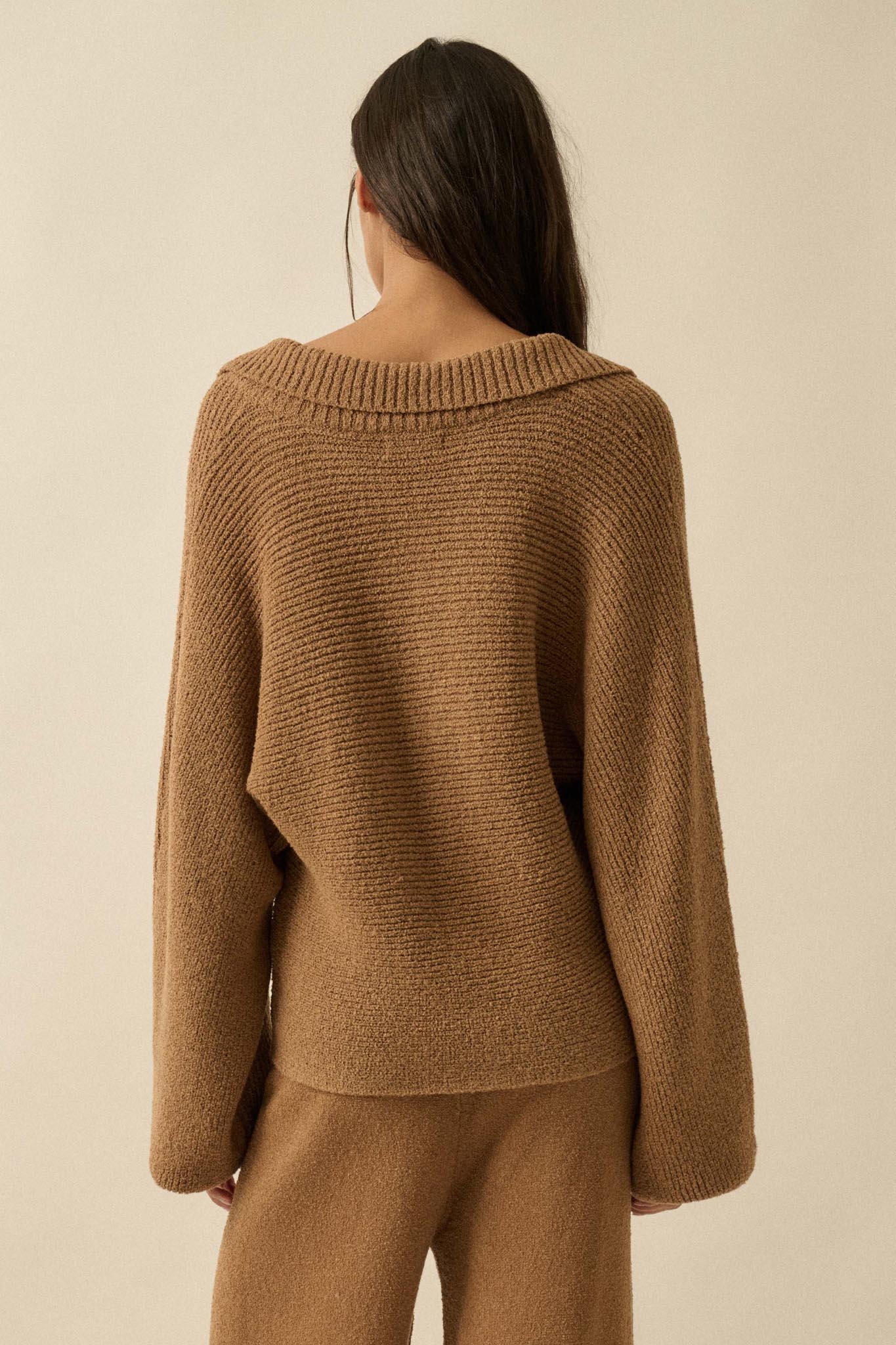 Promise the Label Rib-Knit Collared Sweater - ShopPromesa