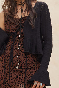 On My Way Pointelle Rib-Knit Peplum Cardigan - ShopPromesa