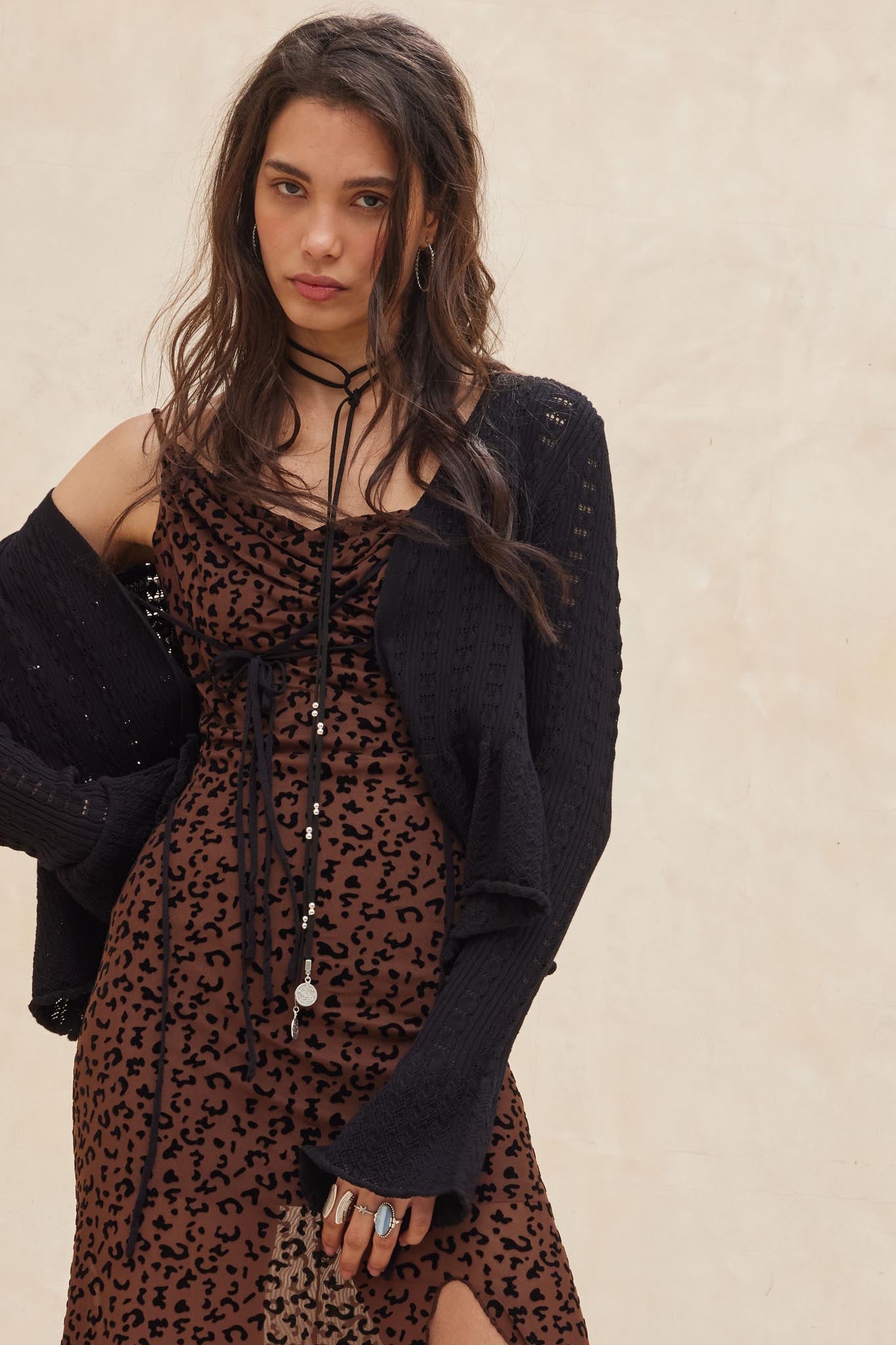 peplum dress with cardigan Blue Knitted Dress Peplum Cardigan Long