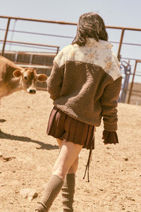 Toasted Blooms Floral Fleece Half-Snap Pullover - ShopPromesa