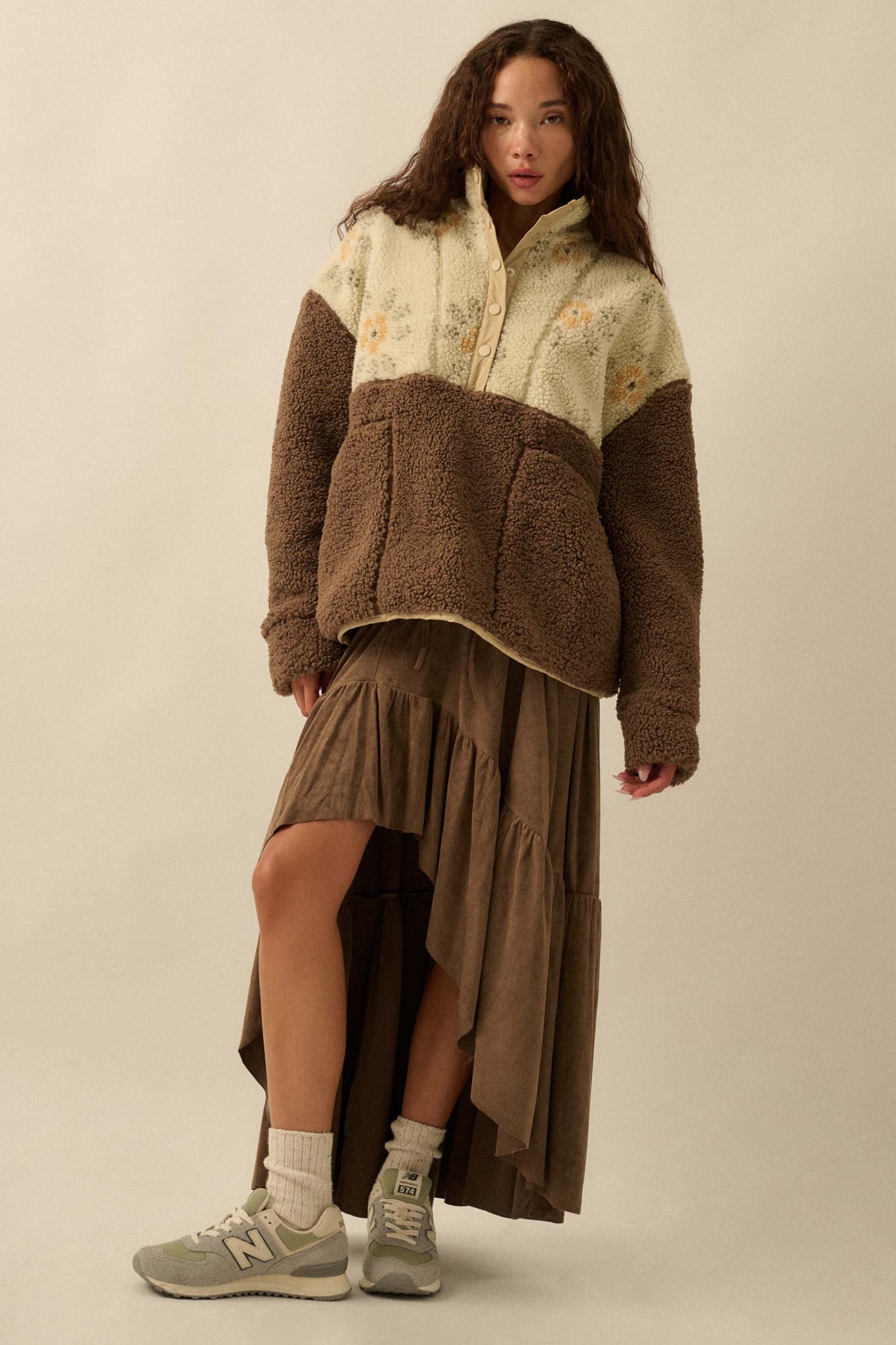 Toasted Blooms Floral Fleece Half-Snap Pullover - ShopPromesa