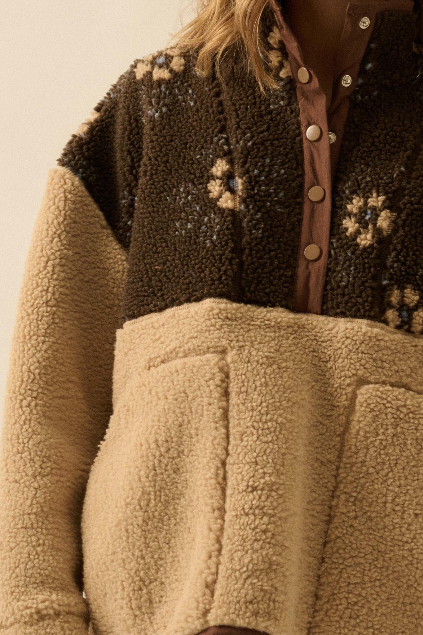 Toasted Blooms Floral Fleece Half-Snap Pullover - ShopPromesa