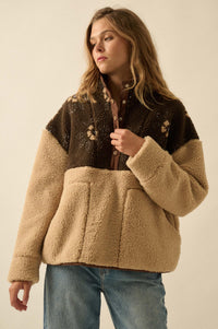Toasted Blooms Floral Fleece Half-Snap Pullover - ShopPromesa