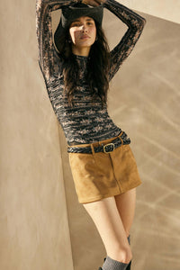 Petite Petals Floral Mesh Ruched Bodysuit - ShopPromesa