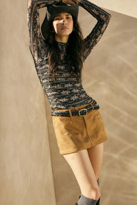 Petite Petals Floral Mesh Ruched Bodysuit - ShopPromesa