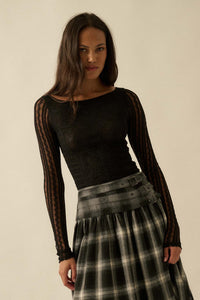 Divine Light Lace Long-Sleeve Boatneck Bodysuit - ShopPromesa