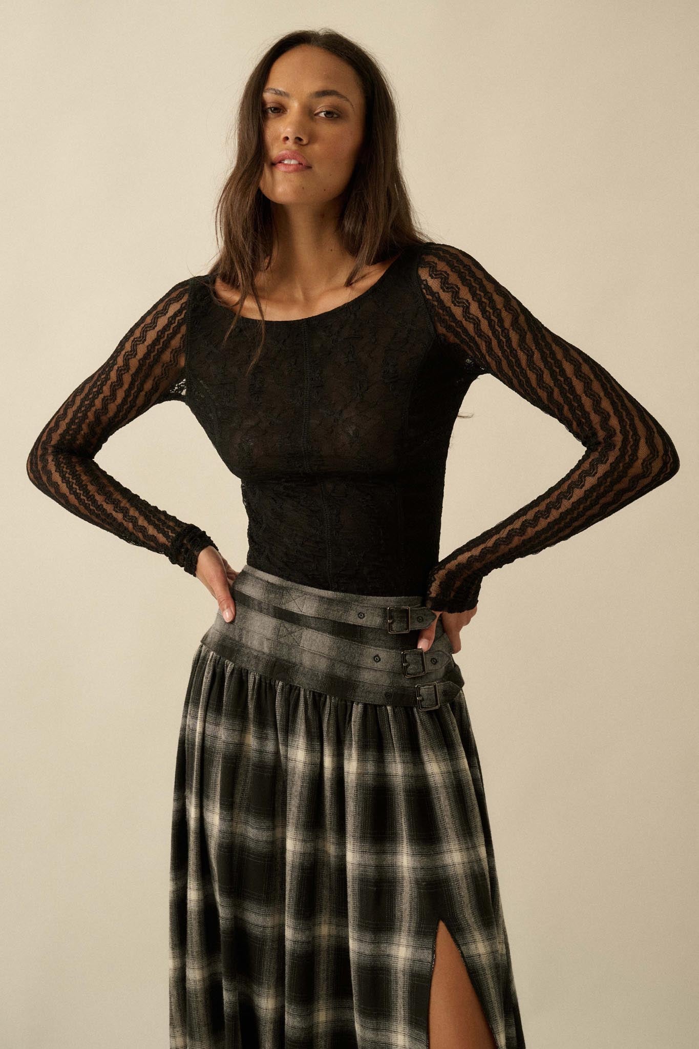 Divine Light Lace Long-Sleeve Boatneck Bodysuit - ShopPromesa